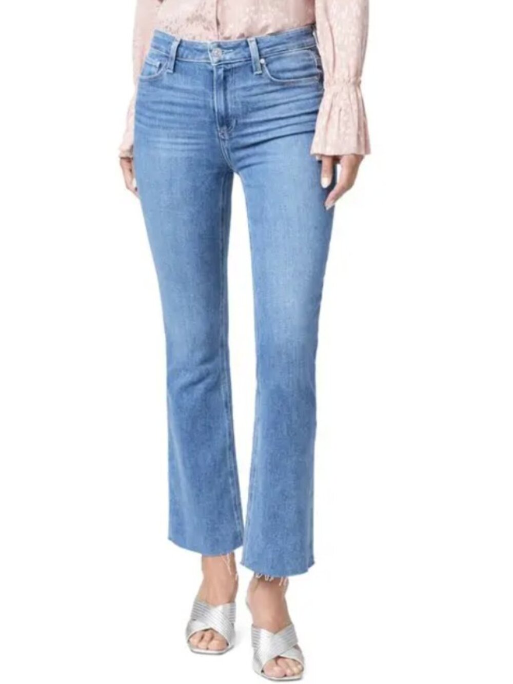 PAIGE | Claudine High Waist Frayed Ankle Flare Jeans in Darling w/ Siesta Hem